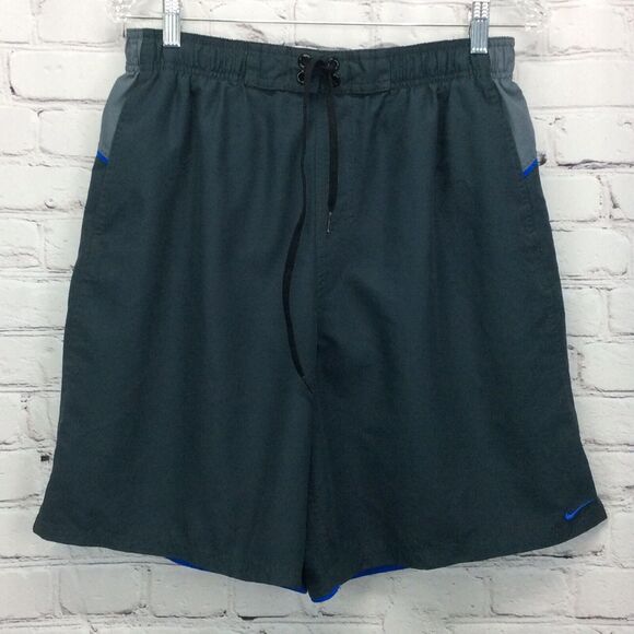 Nike Men’s Swim Trunks Size L Gray/Blue Mesh Lined Athleisure Cruise Beach Pool - Picture 5 of 8